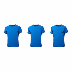 Blue sleeveless T-shirt. t-shirt front view three positions on a isolated white background (9)