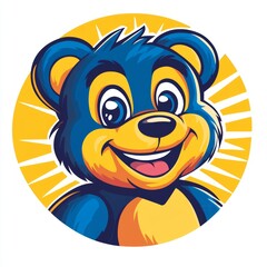 Smiling Blue Bear Cartoon Mascot Illustration