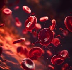 Macro View of Red Blood Cells Flowing in a Scientific Abstract