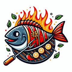Vector image of a grilled fish