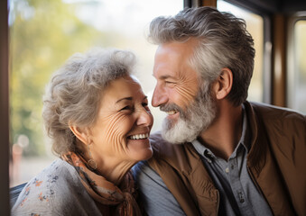 Fototapeta premium Positive seniors smiling together.