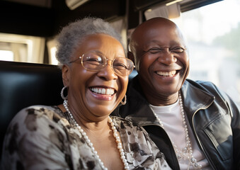 Positive seniors smiling together.