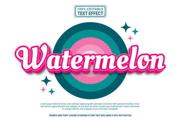 Editable text effect Watermelon 3d cartoon template style modern premium vector
