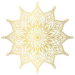 Elegant gradient golden mandala on a white background. Abstract graphic elements