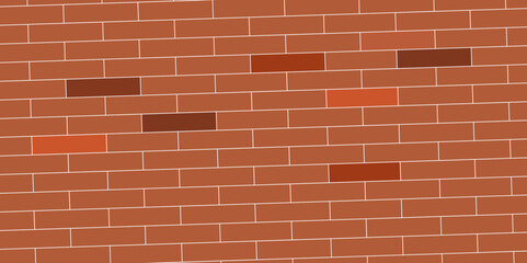 Fototapeta premium Brown or orange brick wallpaper background. Exterior and interior brick wall texture. Vector illustration, Wall with small red tiles, Pattern of real red brick wall. Modern architecture design .