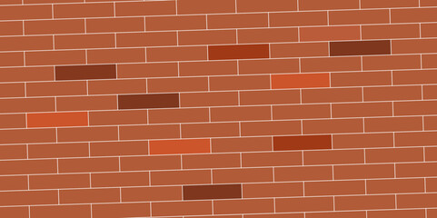 Fototapeta premium Brown or orange brick wallpaper background. Exterior and interior brick wall texture. Vector illustration, Wall with small red tiles, Pattern of real red brick wall. Modern architecture design .