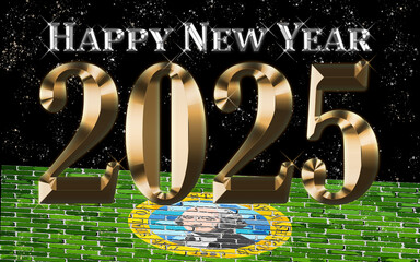 Happy New Year 2025 with Washington flag - Illustration,
2025 HAPPY NEW YEAR NUMERALS