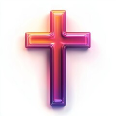 Fototapeta premium A vibrant, glossy cross design with colorful gradients, symbolizing faith and spirituality in a modern artistic style.