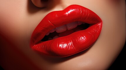 Obraz premium beauty red lip kiss