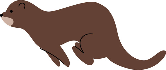 Flat Vector Illustration of Otter