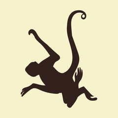 Obraz premium Hand drawn monkey silhouette in flat style illustration