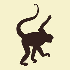 Hand drawn monkey silhouette in flat style illustration