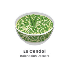 Hand drawn vector illustration of Es cendol dawet traditional Indonesian iced sweet dessert