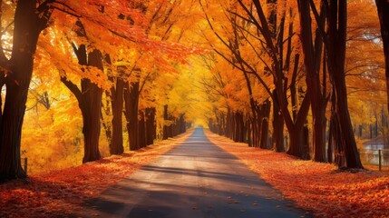vibrant road through trees