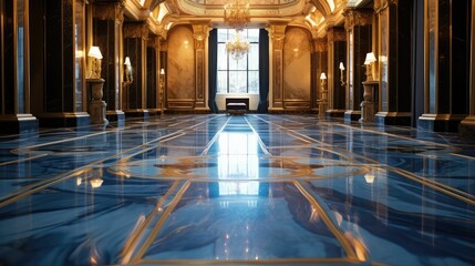 Obraz premium glossy blue gold marble