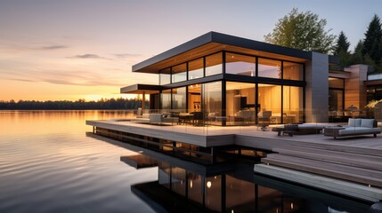 sleek lake houses