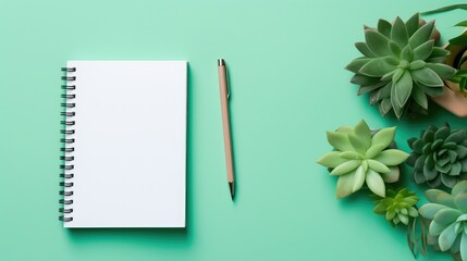flatlay green background social media