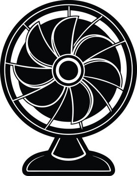recommend clip art: Desk fan silhouette Vector Icon, Illustration on black and white.
