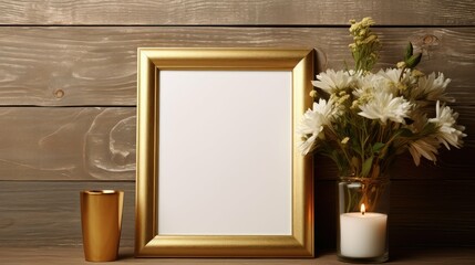 wooden mock up gold frame