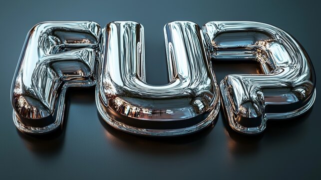3D Shiny Silver Chrome Text  FUP  Rendered On Black Background