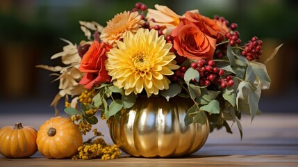 Fototapeta premium bouquet gold pumpkin