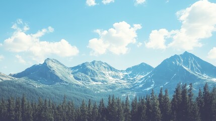 Obraz premium A pristine mountain landscape with clear skies, symbolizing clean air and the importance of preserving natural beauty.