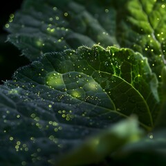 Vibrant Macro Close-up of Dark Green Cabbage Leaf Texture