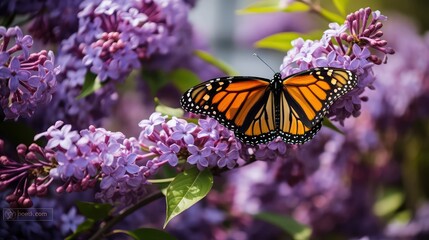 lilac spring flowers butterflies
