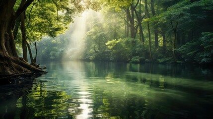 Obraz premium canopy water light rays