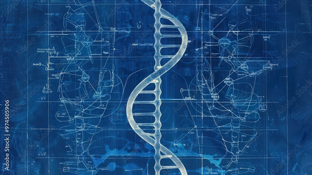Poster blueprint showing the role of dna in inheritance, depicting how genetic information is passed from p