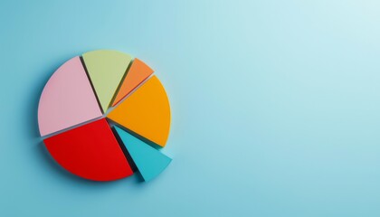 Colorful Pie Chart on Blue Background