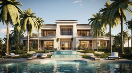 Fototapeta premium entrance house with palm tree