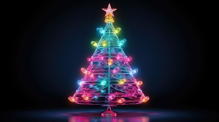 pink neon christmas tree