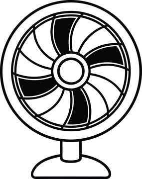 recommend clip art: Desk fan silhouette Vector Icon, Illustration on black and white.