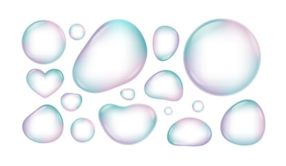 いろいろな形のシャボン玉のベクターイラスト