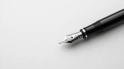 Fototapeta premium Minimalist shot of a black luxury pen, highlighted against a stark white background for a clean and modern aesthetic.