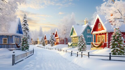 Naklejka premium wreaths winter houses