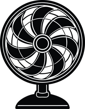 recommend clip art: Desk fan silhouette Vector Icon, Illustration on black and white.
