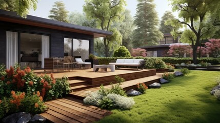 Obraz premium grass houses yard