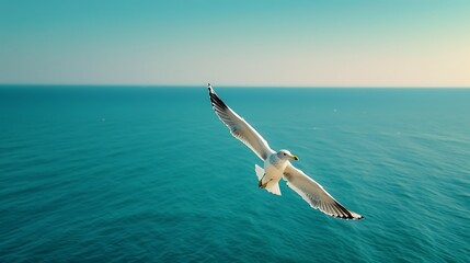Seagull Flying Over Blue Ocean Water