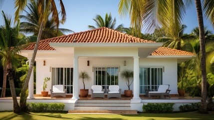 Fototapeta premium roof house with palms