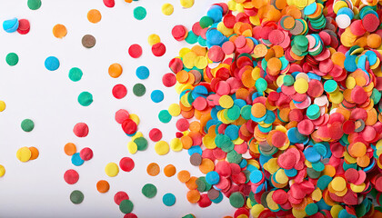 Colorful confetti on white background