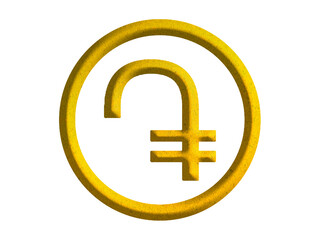 Fototapeta premium Armenian Dram sign icon, Armenia currency symbol design with gold motive