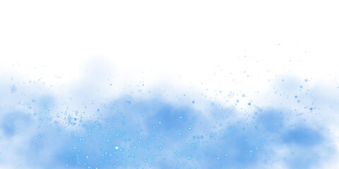 Fantastic blue smoke background. Magic blue smoke with glitter and small particles of twinkling stars. Fog with luminous particles. blue vapor with stardust. Morning fog over land or water surface, ma
