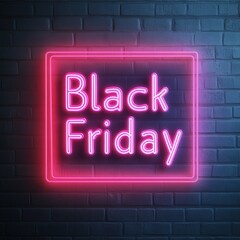 Minimal concept of Black Friday, Large discount sign with â€œBlack Fridayâ€ text, neon style, glowing effect, isolated on white background, Copy space for text, no logo, no brand, no trademark