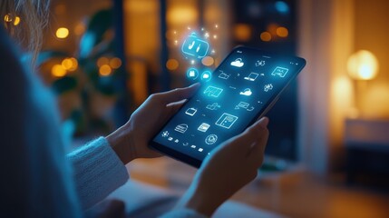 A person using AI to manage their daily schedule, with smart reminders, real-time updates, and seamless integration with all their devices.