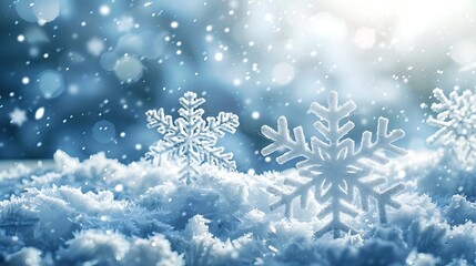 Winter background with snowflakes greeting card for Christmas and New Year