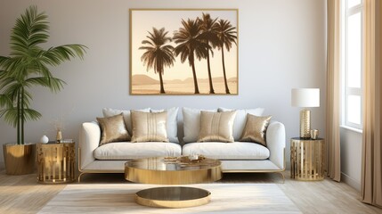 print gold palm tree