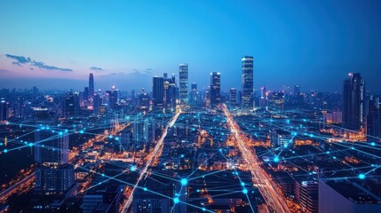 Fototapeta premium The fusion of digital technology and IoT enables real-time data collection and analysis