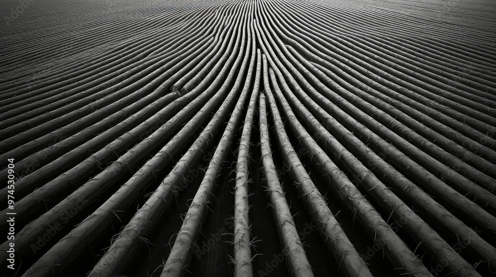 Wall mural horizon black and white corn field